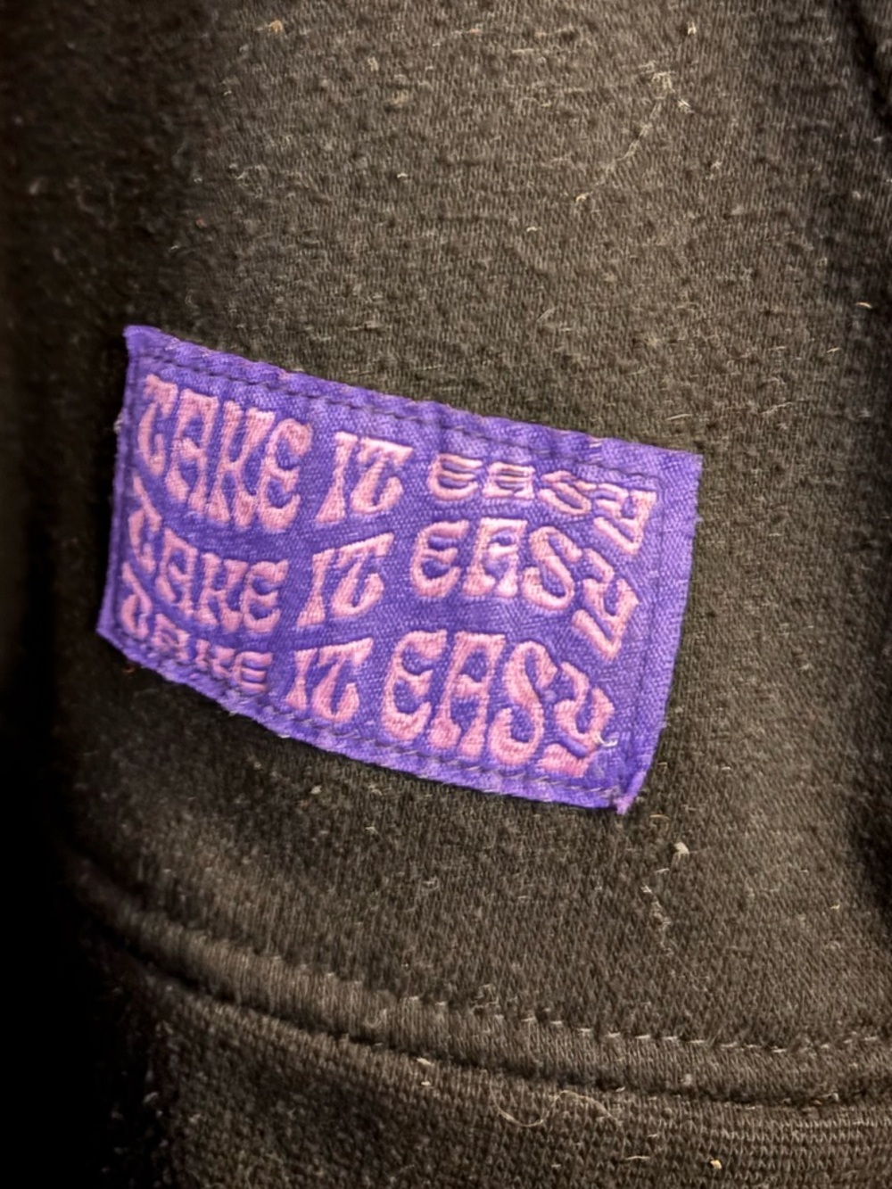 Brooklyn Cloth Black Hoodie with Blue Peace Sign & Purple Smiley - Picture 6 of 7